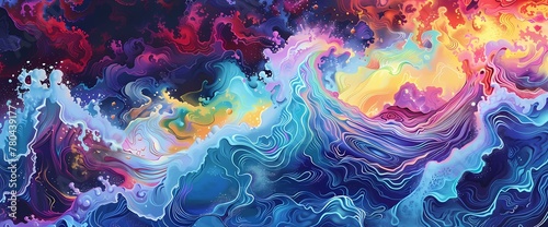Chromatic waves ebb and flow, creating a hypnotic rhythm that resonates with the very essence of existence.