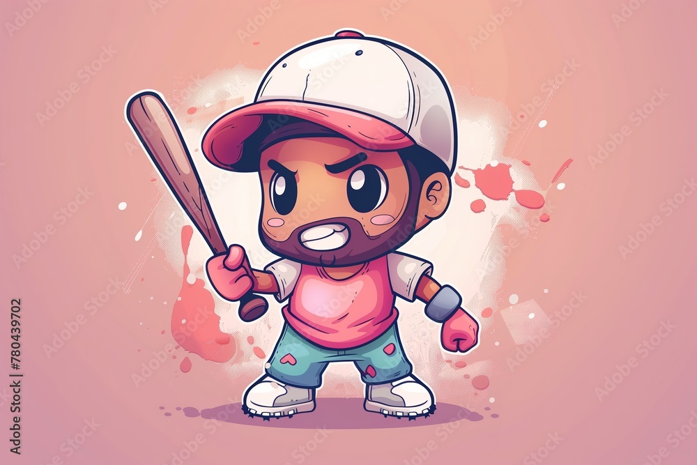 Little Kid Boy Holding Baseball Bat and Wearing a Cap and Uniform and Feeling Happy Little Kid Boy Holding Baseball Bat and Wearing a Cap and Uniform and Feeling Happy