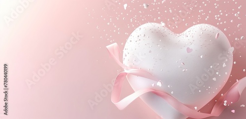 Pink tulip with heart and ribbon, a beautiful floral decoration perfect for Valentine's Day, Ai generate