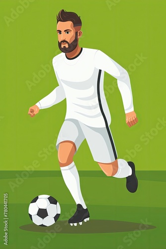 A man in a white soccer uniform is running with a soccer ball © AdriFerrer