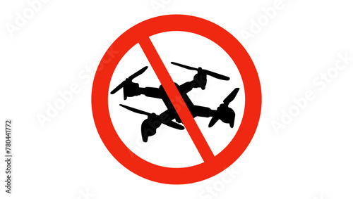No Drones Allowed Sign, black and red isolated silhouette