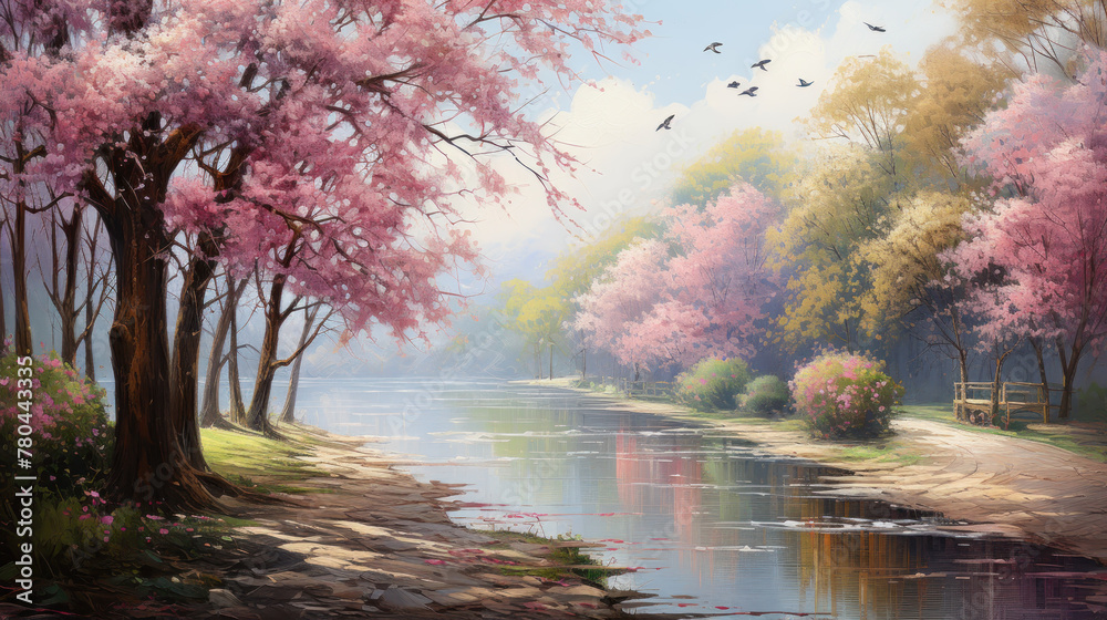 Oil painting of Spring Blossom Serenity