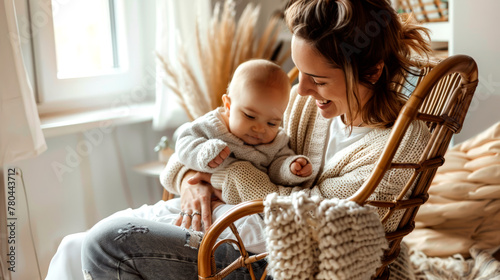 Mother's Love Embraced in a Tender Moment with Her Baby