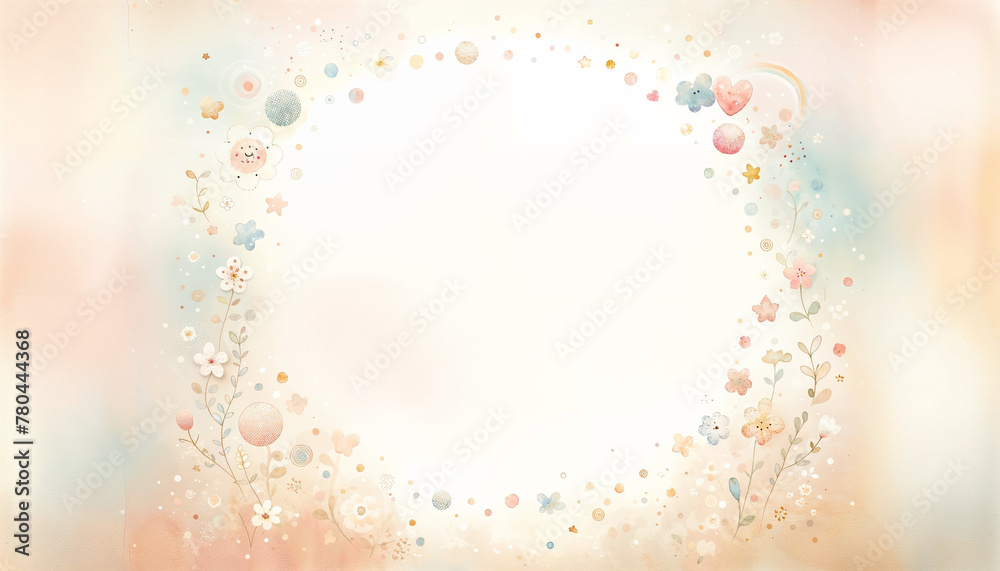 Serene Pastel Haven: Whimsical Cream and Rose Digital Watercolor - AI Generated Digital Art
