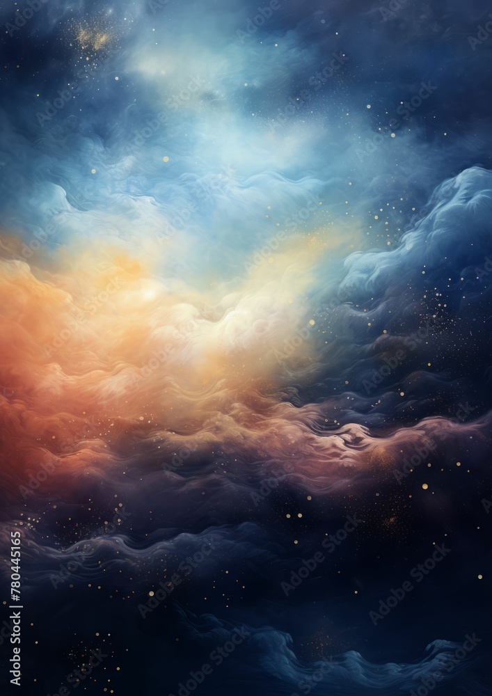 AI generated illustration of an artistic painting of a night sky filled with stars and clouds