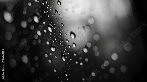 AI generated illustration of a close-up of raindrops on a window during a rainy day