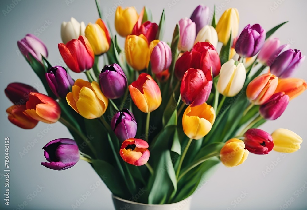 AI generated illustration of vibrant tulips in assorted hues fill a decorative vase AI generated illustration of vibrant tulips in assorted hues fill a decorative vase