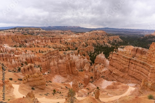 Aerial shot of the scenic Bryce Canyon stone formations in Utah