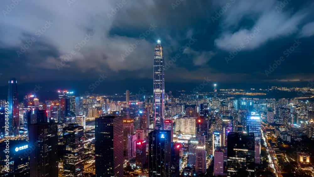 Aerial timelapse of panoramic city skyline in Shenzhen Aerial timelapse of panoramic city skyline in Shenzhen