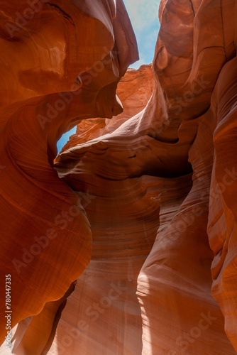 Vertical shot of the Lower Antelope Canyon in Lechee, Arizona, United States.