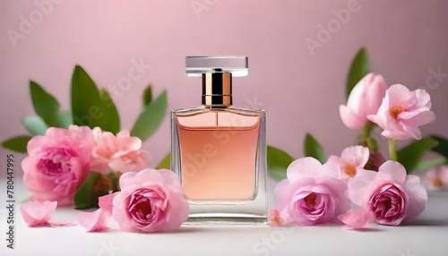 bottle of perfume and flower