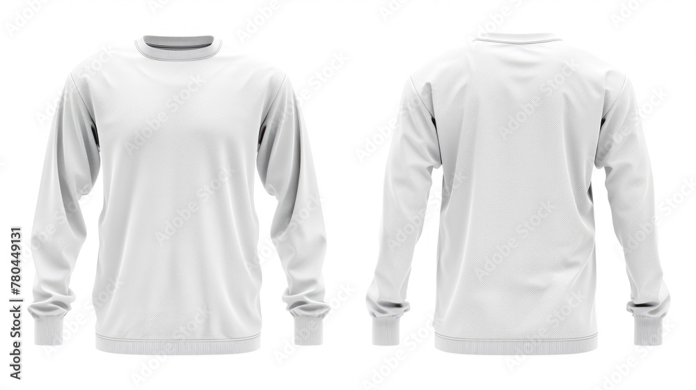 Blank White Long Sleeve T-Shirt Template. Front and Back View, Isolated Clothing Item for Fashion Design Mockups Blank White Long Sleeve T-Shirt Template. Front and Back View, Isolated Clothing Item for Fashion Design Mockups