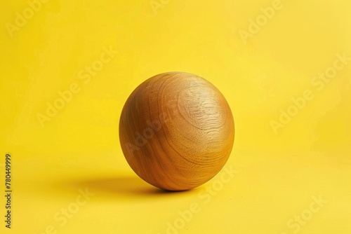 Counting down to summer: Wood sphere on vibrant yellow background for weekend and active activities concept photo