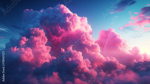 AI Generated Image. Infrared shot of the fluffy pink cloud