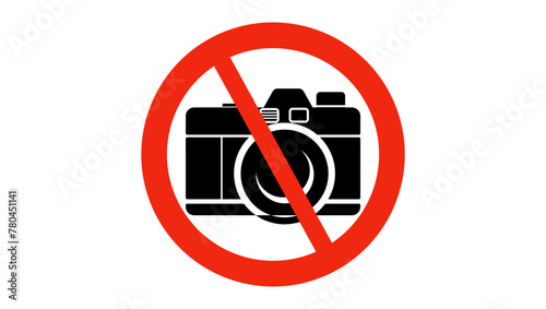 No Photos Or Video Allowed Sign, black and red isolated silhouette