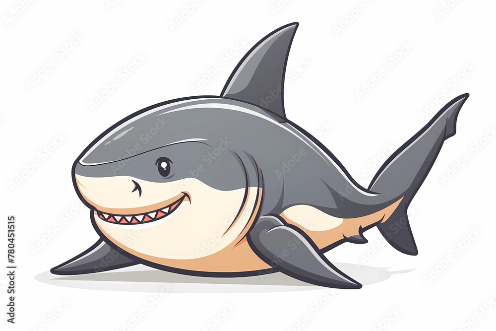 Obraz premium AI-generated illustration of a cartoon shark on a white background