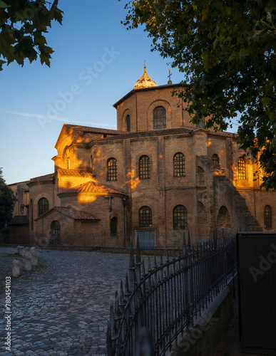Basilica di San Vitale at morning, one of the most important examples of early Christian Byzantine art in Europe,built in 547, Ravenna, Italy