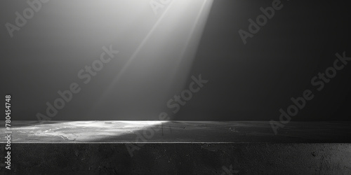 Dark grey black  background with a spotlight   empty space for product display or advertising  empty black room studio  black podium