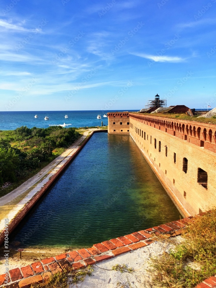 Vertical shot of the Fort Zachary Taylor Historic State Park in Key West, Florida.