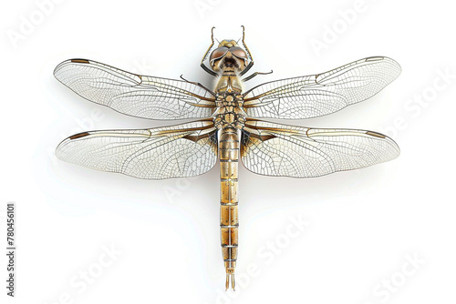Top View of Dragonfly Illustration with Intricate Details
