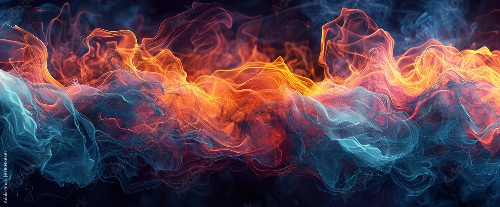 Flame texture, burning fire border on black background. Fire flames abstract design element for web banner and wallpaper template