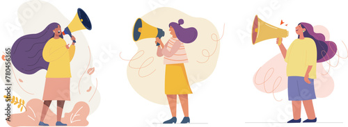 illustration vector graphic of people stand shout speak up