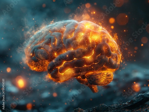 Human brain background, concept with brain exploding ideas. Mind blown concept