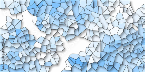 3D Abstract Seamless Multicolor Broken Stained-Glass Geometric Retro Tiles Pattern & Quartz Crystal Voronoi Diagram Background for Website, Fabric Printing, Brochures, Luxury/Premium Packaging