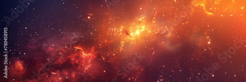 red nebula star space background, red smoke wave background, dark purple galaxy background with red and orange gradient, banner, copy space