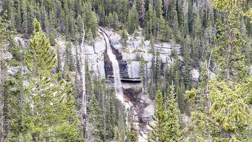 Scenic view of Bridal Veil Falls in Banff National Park in Alberta, Canada