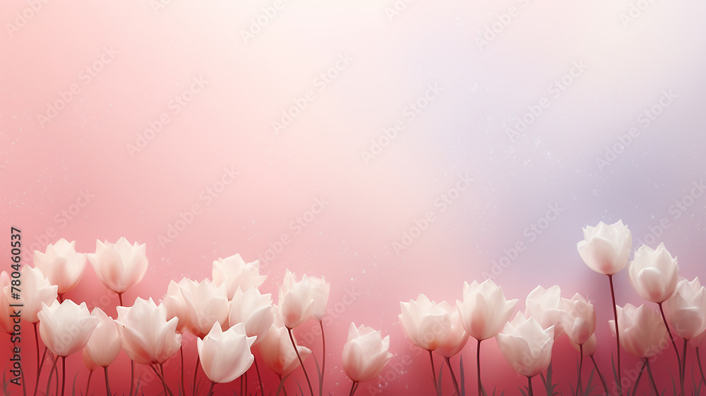 Obraz premium Spring flowers tulips, greeting card background with copy place