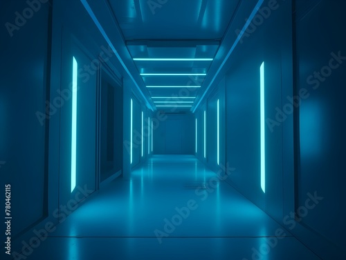 Luminous Spaceship Corridor:A Futuristic 3D Rendered Architectural Scene for Advertising,Technology,and Metaverse Experiences