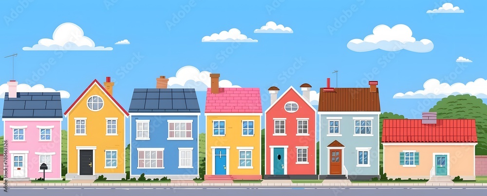 a row of colorful houses
