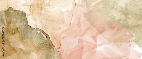Watercolor background with soft pastel colors and abstract shapes in earth tones , beige, brown, olive green, pink, cream. Soft texture of the watercolour paper, high resolution, intricate