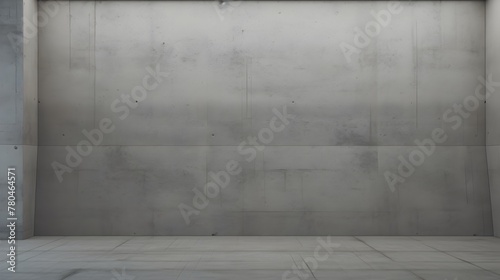 Minimalist Concrete Room in Industrial Building with Textured Wall and Floor Elements description:This image depicts a large,empty room with stark photo