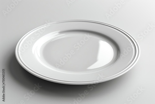 A white plate rests on a white table, part of the elegant tableware set