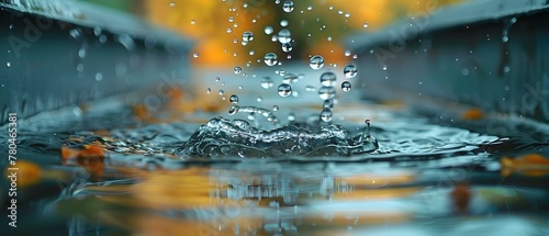 Serene Droplets Dance Above Reflective Waters. Concept Water Reflection, Droplets Dance, Serene Atmosphere