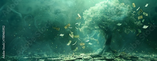 money bills falling from a tree photo