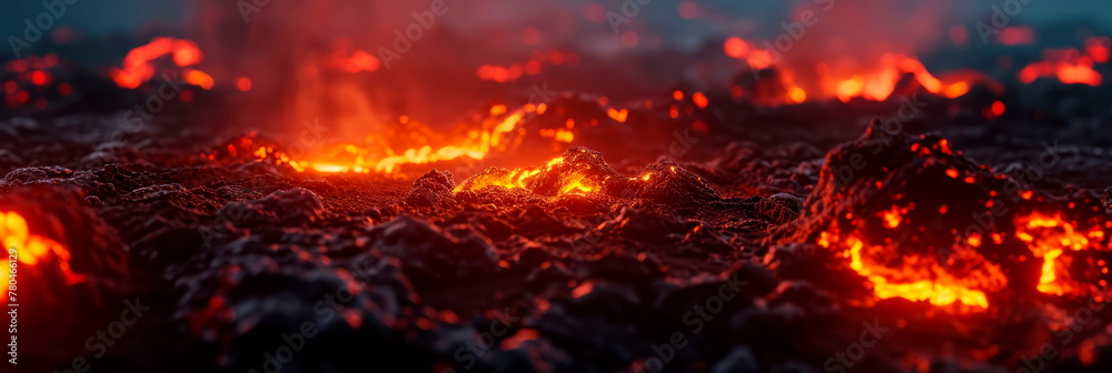 vast hellscape where fire is visible, beautiful and eerie landscapes. Generative AI