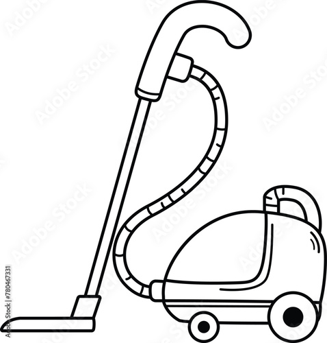illustration of vacuum cleaner outline white on background vector