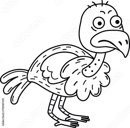 Hand drawn vulture character illustration, vector