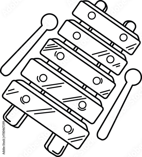 illustration of colorful wooden xylophone with sticks white on background vector