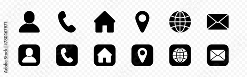 Contact icon set isolated on transparent background