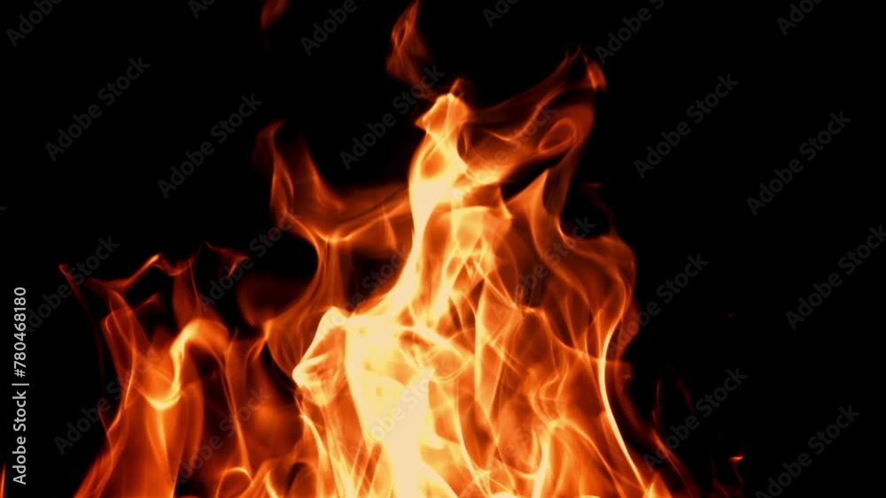 Super slow motion flames on black background. High quality FullHD footage