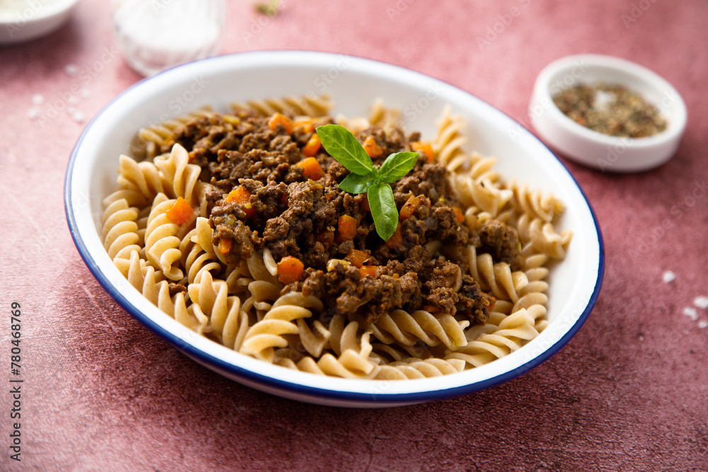 Pasta with minced beef and vegetables Pasta with minced beef and vegetables