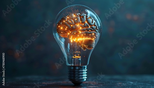 Unique Brain Shaped Filament Bulb, Symbolizing Idea, Creativity, Innovation, Solution, Perfect for Inspiring Imagination