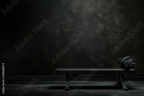 Weight bench with space for text on black photo