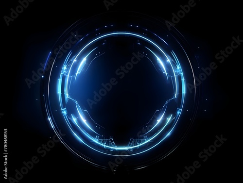 Radiant Blue Cyberspace Visualization - Futuristic Data Network Decay in Glowing Digital Circles
