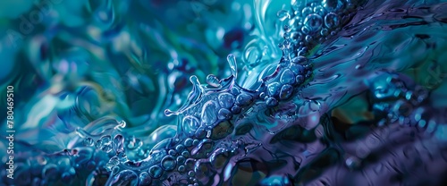 A kaleidoscope of indigo and teal bursts forth, painting an abstract masterpiece on a canvas of liquid color."