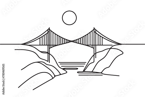 One line style bridge. Simple modern minimalist style bridge vector